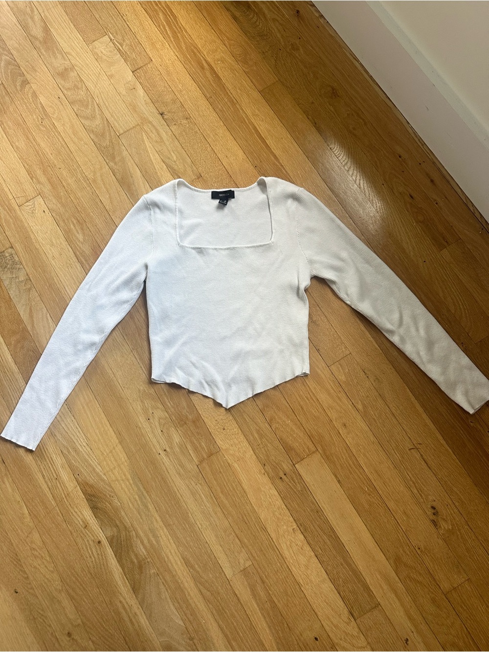 Forever 21 Ribbed Square Neck Crop Sweater Top Women's Size 2X White